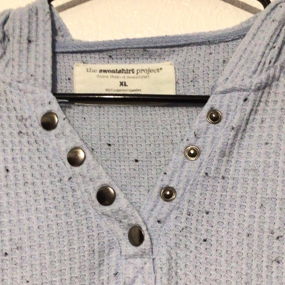 The Sweatshirt Project V Neck w/ Buttons Baby Blue Sweater Size X-Large - Picture 5 of 6